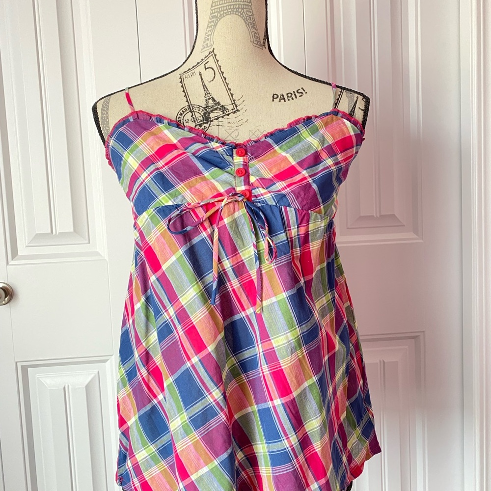 Colorful Plaid Spaghetti Strap Top: SOLD